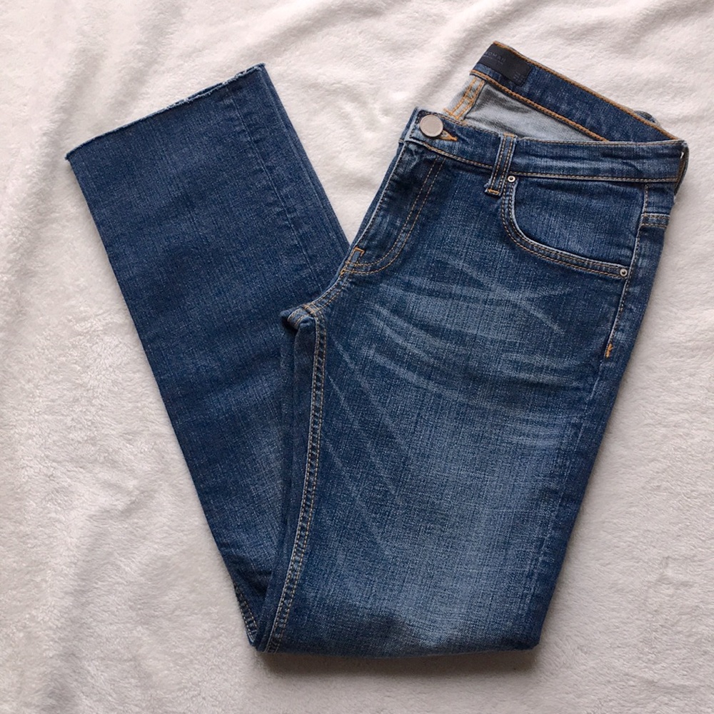 Zara Woman Mid-Rise Slim Straight Jeans fits 4-6* Raw Hems